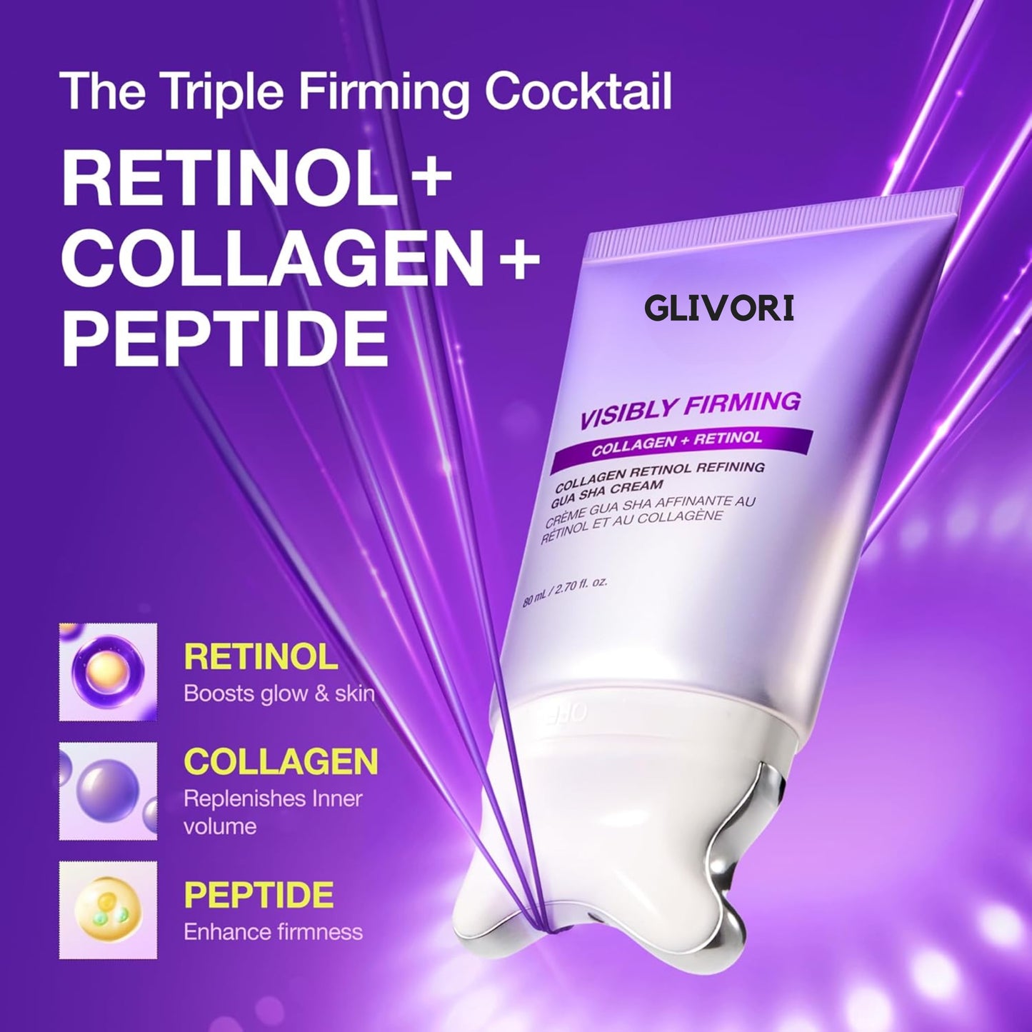 Glivori - Collagen and Retinol cream with built-in guasha