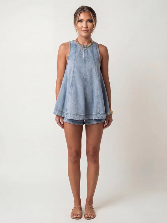 Glivori - Denim Two-Piece Set